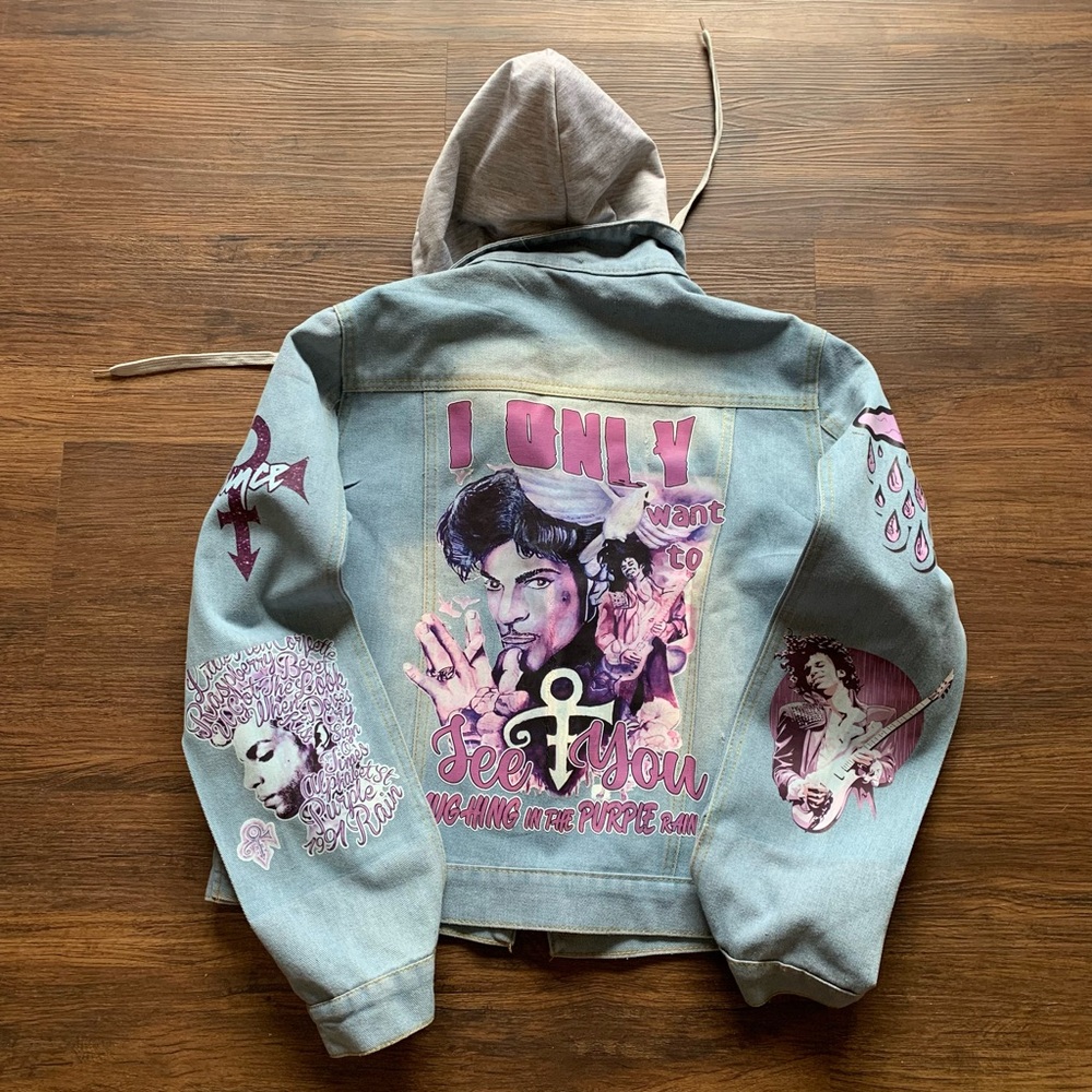Women's Graphic Denim Jacket with Hood